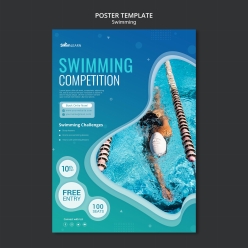 游泳招生培训宣传海报PSD模板