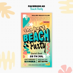 沙滩派对竖版广告海报PSD模板