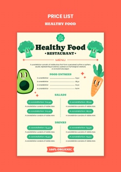 健康食物食材价格清单PSD模板