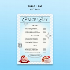 蛋糕店蛋糕美食价目表素材