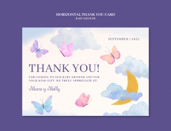 水彩蝴蝶风格宝宝活动秀卡片设计素材