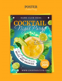 鸡尾酒派对主题海报PSD分层素材