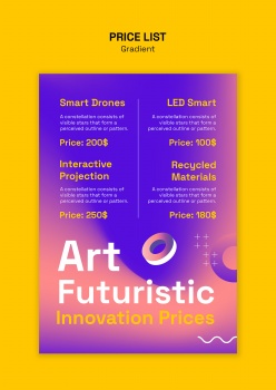 紫色渐变散景风格价目表排版设计
