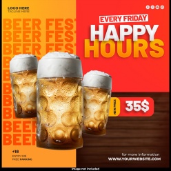 啤酒节主题项目活动方形海报素材