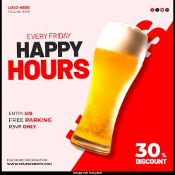啤酒时光主题折扣方形海报