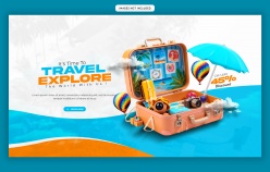 夏日旅行折扣横幅PSD分层素材