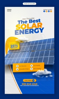 新能源太阳能电板折扣竖版海报设计