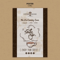 手绘风格咖啡开业海报设计