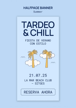 蓝色极简风格夏日主题竖版banner