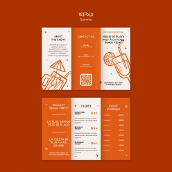 极简橙色风格夏日饮品三折页设计