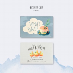 手绘风格下午茶商务名片PSD
