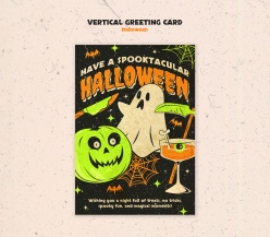 卡通手绘风格万圣节卡片设计