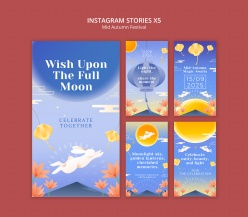 INS风格中秋节主题X5模板设计