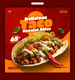 美味餐饮美食特价折扣正方形海报设计