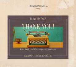 复古打字机主题封面感谢卡设计