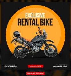 摩托车机车租赁方形海报设计