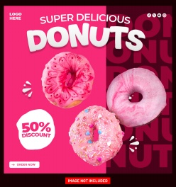 甜甜圈美食折扣主图ps素材