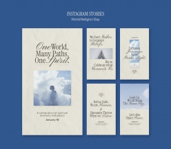 INS风格世界宗教日主题宣传模板