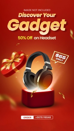 挂耳耳机折扣海报设计源文件