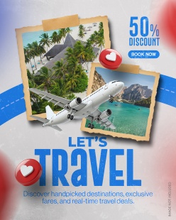 航空旅行折扣特价海报设计源文件