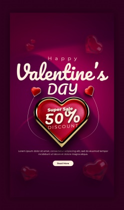 情人节半价促销折扣海报PSD源文件