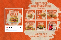 汉堡美食INS海报模板设计素材