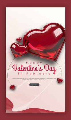 情人节爱心元素主题海报PSD模板