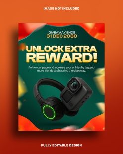 黑色耳机宣传海报PSD模板设计