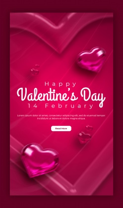 情人节爱心主题海报PSD源文件设计