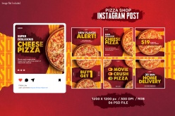 美味披萨宣传INS海报模板设计