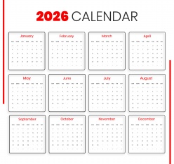 2026年全年月历PSD分层素材