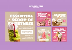 INS风格冰激凌美食宣传模板设计