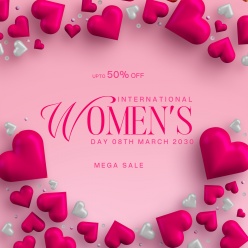 粉色风格妇女节主题方形海报设计