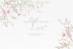 小清新花卉风格婚礼卡设计ps素材