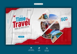 旅行时光主题横幅海报PSD模板