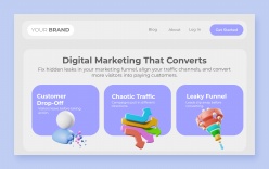 3D风格数字营销网页模板psd素材