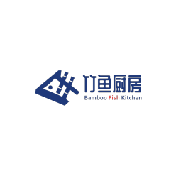 竹鱼厨房餐饮店蓝色logo