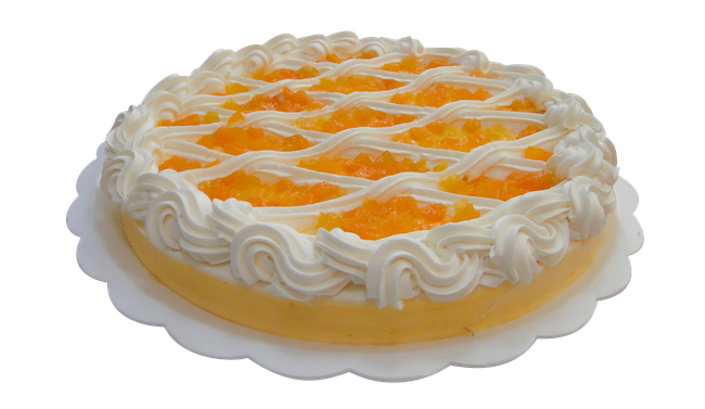 芒果奶油花边蛋糕图片