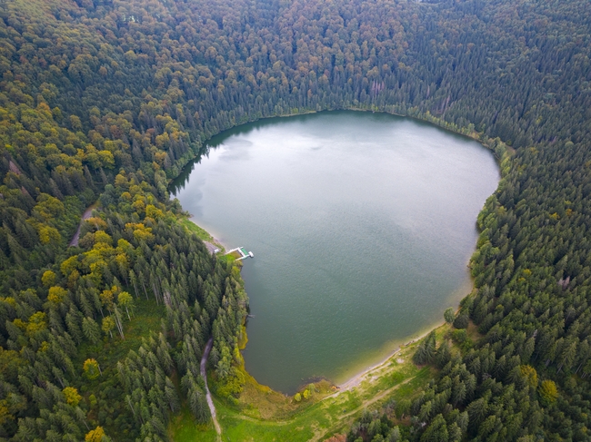 罗马尼亚湖泊树林图片