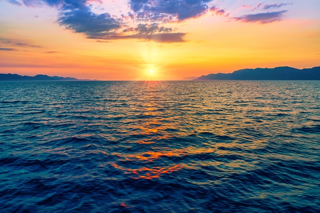 唯美大海黄昏夕阳图片