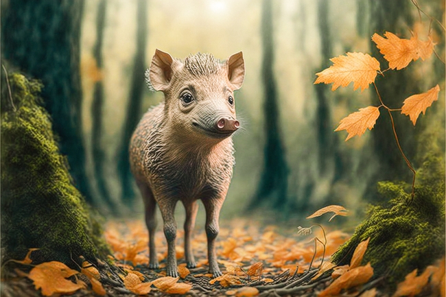 森林可爱小野猪AI动画图片