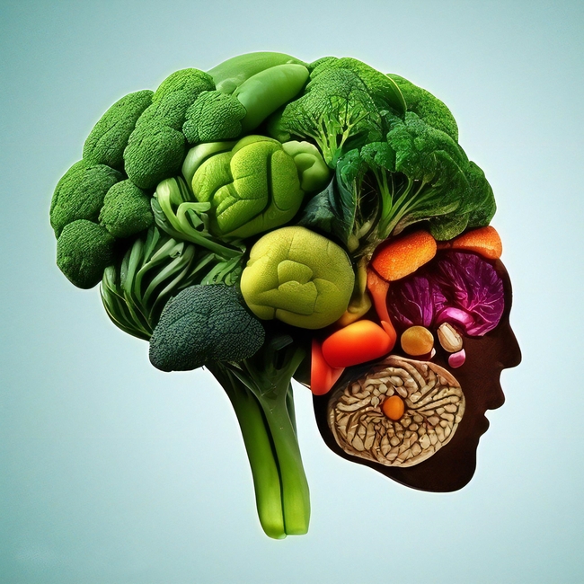 摆成大脑形状的蔬菜图片
