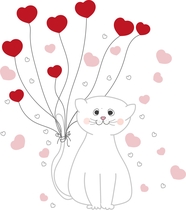 情人节浪漫爱心猫咪卡通图片