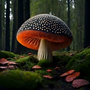 原始森林蛤蟆菌蘑菇图片