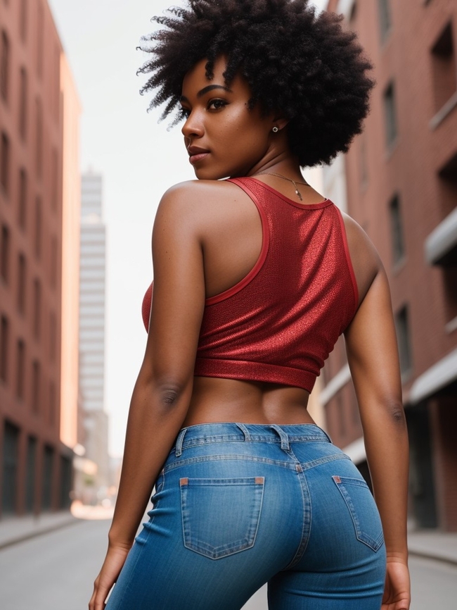 性感时尚街拍黑人美女人体摄影图片
