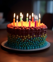 彩虹豆生日蜡烛蛋糕图片