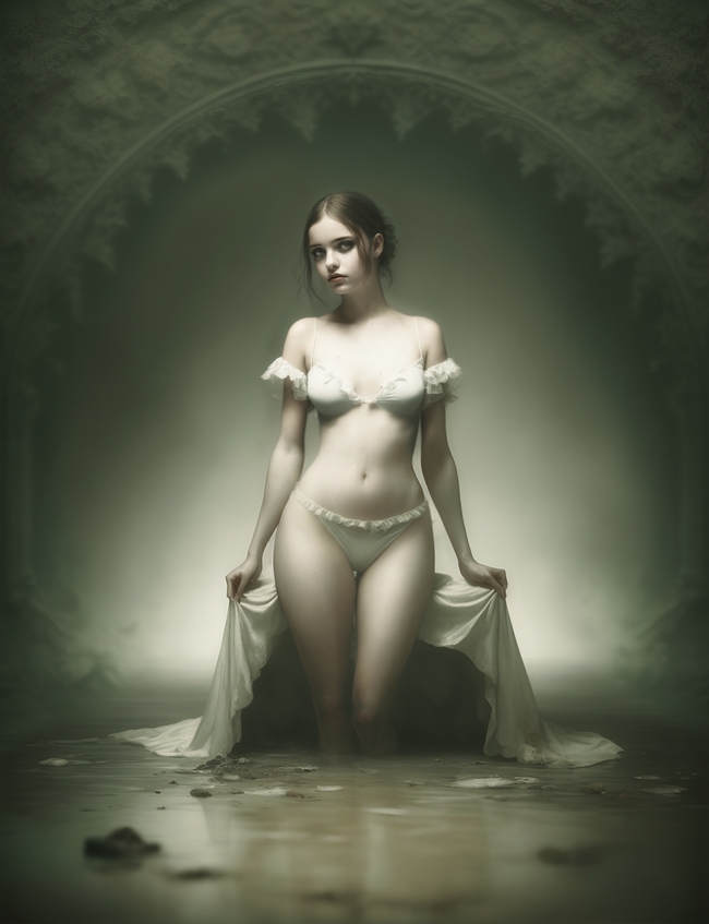 性感AI艺术风格泳装少女人体摄影