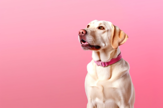可爱拉布拉多犬粉色背景图片