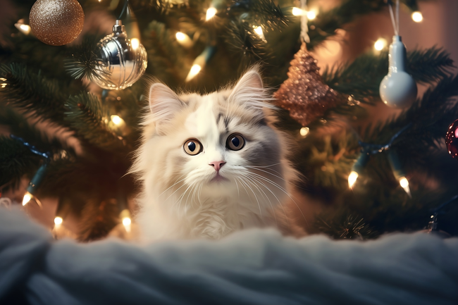 圣诞节可爱波斯猫写真摄影图片