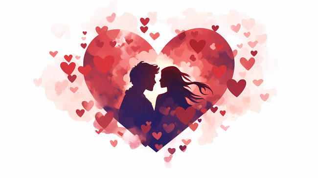 情人节爱心情侣插画设计图片